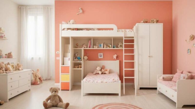 Colores para pintar habitaciones de niños, con dos camas y paredes rosa