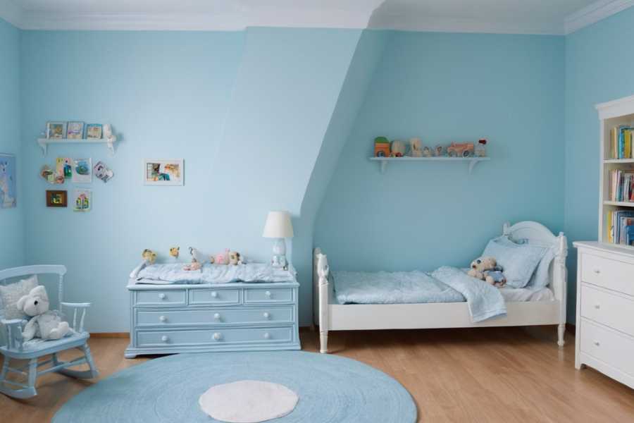 Habitació infantil de color blau cel