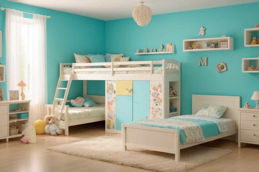 Pintar habitacions de nens en color blau turquesa