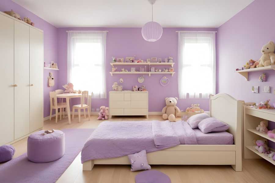 Pintar habitacions per a nens en color lila suau
